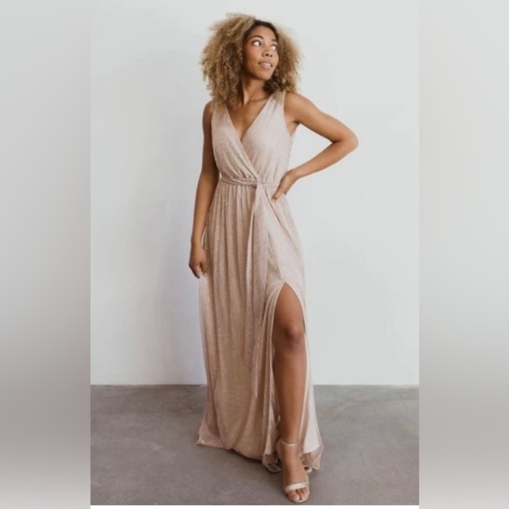 Baltic Born Helen Tank Sparkle Dress in Champagne Sleeveless Sparkly Bridesmaid